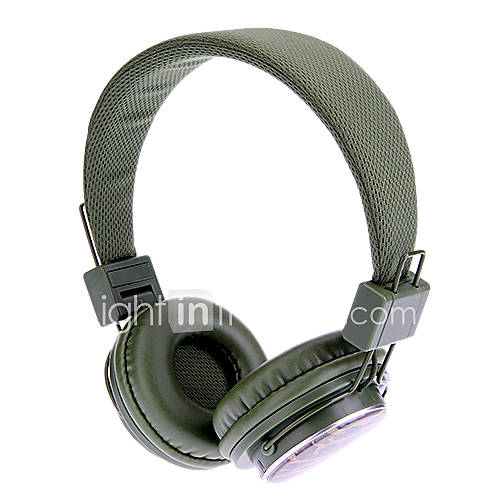 MRH 8809 Stereo Collapsible On Ear Headphone with TF/FM Function(Green Stripe)