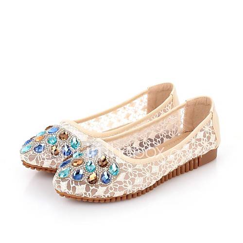 Suede Womens Casual Round Toe Ballet Flats with Rhinestone and Imitation Crystal More Colors