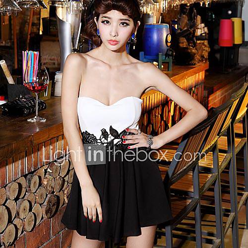 Nishang Sexy Bust Out Three Dimensional Embroidery Flower Colordress(Black)