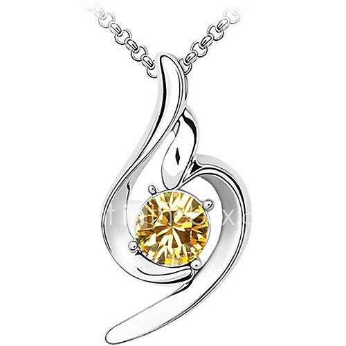 Xingzi Womens Charming Yellow Special Pattern Made With Swarovski Elements Crystal Dangling Necklace