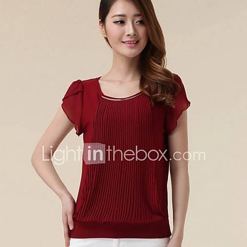 Womens Round Han Edition Loose with Short Sleeves Blouse