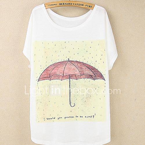 Womens Korean Fashion Loose Printing Bat sleeve T Shirt