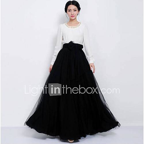 Womens Summer New Temperament Gauze Long Skirt