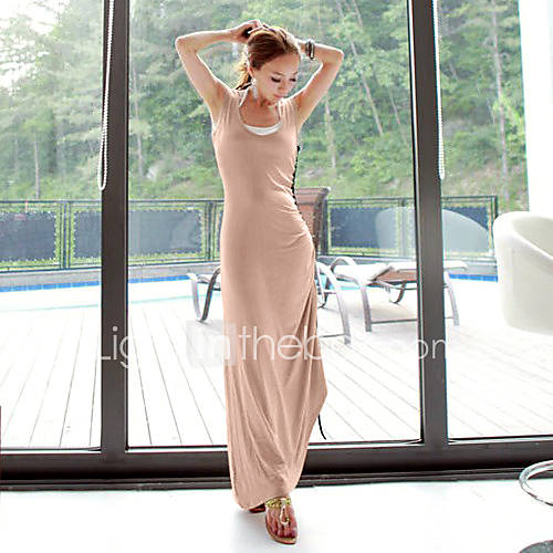 Womens Korean Style Vintage Ajustable Strap Maxi Dress