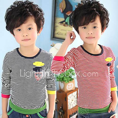 Boys Round Collar Double Deck Pocket Stripe T shirts