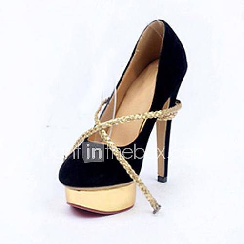 Suede Womens Stiletto Heel Round Toe Pumps/Heels with Buckle Shoes(More Colors)