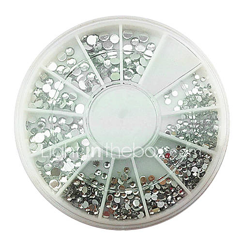 Mixs Size Acrylic Silver White Diamond Nail Art Decorations