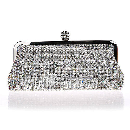 Jiminy Womens Top Grade Diamond Evening Clutch Bag(Silver)