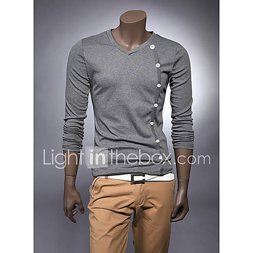 Midoo Long Sleeved Button Line T Shirt(Dark Grey)