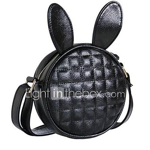 Small Cute Circle Plaid Rabbit Ear PU Crossbody Bag