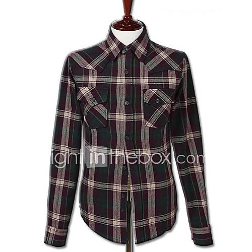 Mens Check Slim Long Sleeve Shirt