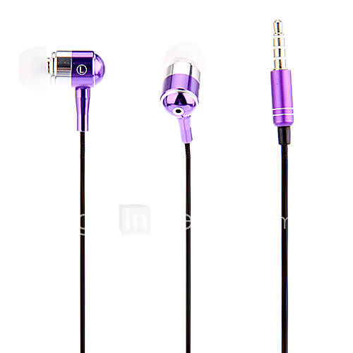 J903 3.5mm Stylish Zipper In Ear Headphone with Mic(Purple)