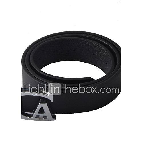 Unisex Fashionable Casual PU Leather Wild Belt with Zinc Alloy Buckle   Black (110cm)