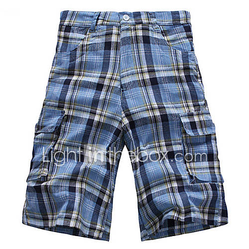 ARW Mens Check Leisure Mid Length Blue Pants