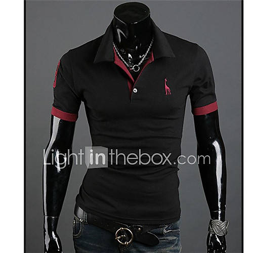 HKWB Casual Big Size Short Sleeve Polo Shirt(Black)