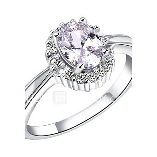 Fashionable Sliver Lavender With Cubic Zirconia Round Womens Ring(1 Pc)