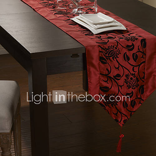 Floral Pattern Red Table Runner