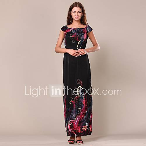 Maya Womens Floral Bohemian Print Vintage Maxi Beach Long Dress