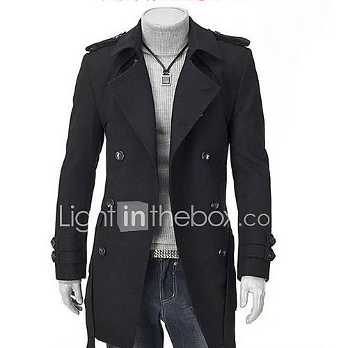 Aowofs Mens Big Size Fashion British Style Tweed Coat(Black)