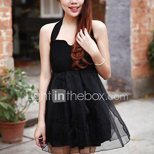 Womens Nightclubs With V Neck Hanging Beam Neck Bowknot Organza Bitter Fleabane Dress