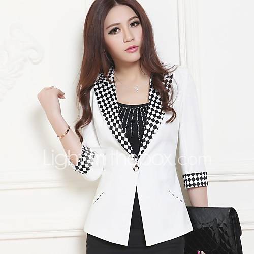 New Arrival Women Formal Wear Korean Slim Fitness Grid Print Joint Blazer