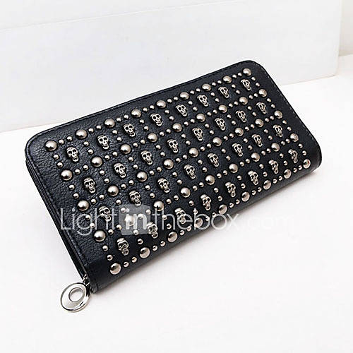 N PAI Womens Fashion Skull Rivets Wallet(Screen Color)12