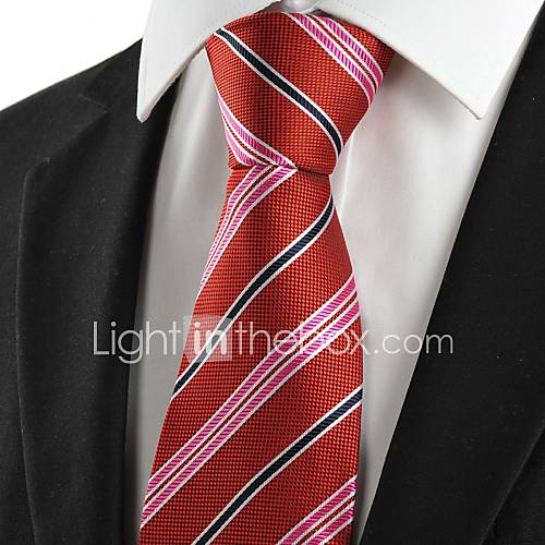 Tie New White Black Striped Red Mens Tie Necktie Wedding Party Holiday Gift