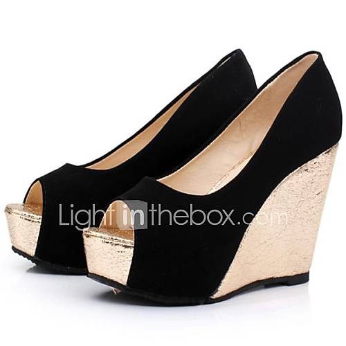 Faux Leather Womens Wedge Heel Peep Toe Pumps/heels Shoes (More Colors)