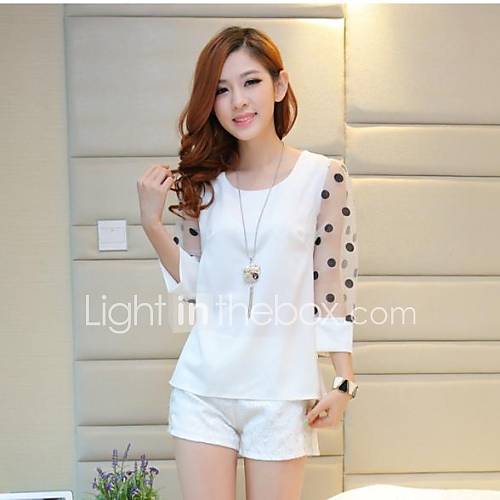 Womens Fanshion Eugen Polka Dot Chiffon Blouse