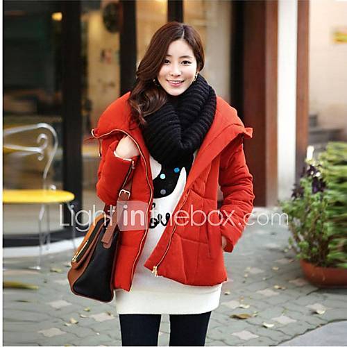 Womens Fashion Winter Large Lapel Zipper Outerwear