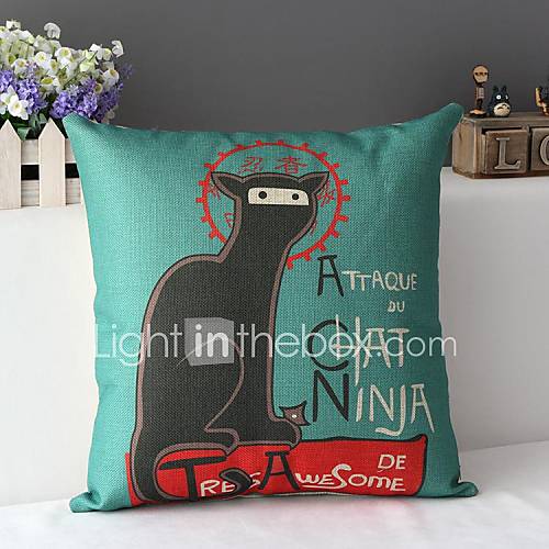 Fasion Lovely Super Cool Ninja Cat Decorative Pillow Cover