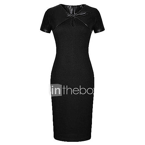 MS Black PU Slim Fit OL Dress