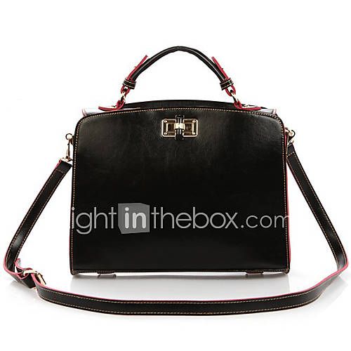 XIUQIU Womens Fashion Leather Messenger Bag(Black)