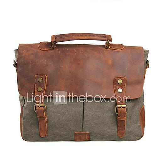 MUCHUAN Canvas With Dermis Messenger Portable Briefcase(Screen Color)