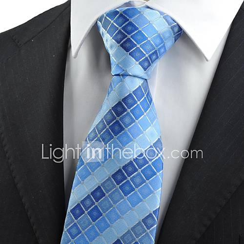 Tie New Blue Checked Mens Tie Suit Necktie Formal Wedding Holiday Special Gift
