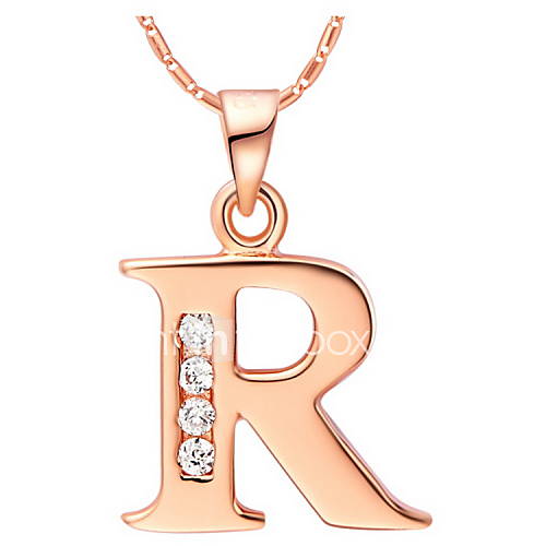 Fashion R Logo Alloy Womens Necklace With Rhinestone(1 Pc)(Gold,Silvery)