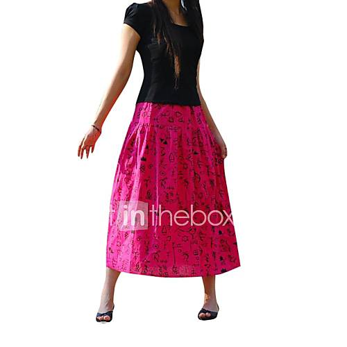 Womens Long Maxi Printed Folk Elastic Skirts