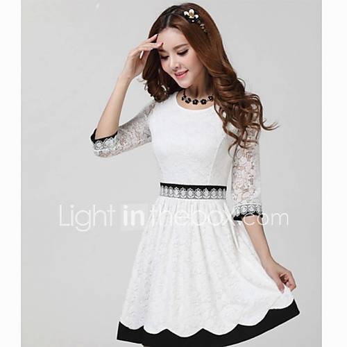 Womens Slim Fit Lace Base Dress (Random Pattern)