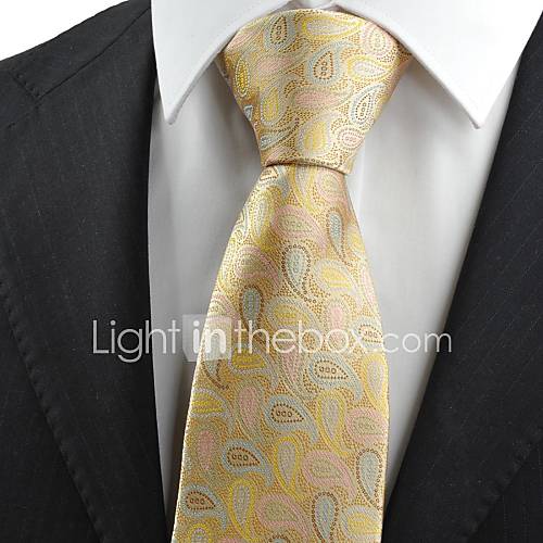 Tie New Colorful Paisley Golden JACQUARD Men Tie Necktie Wedding Holiday Gift