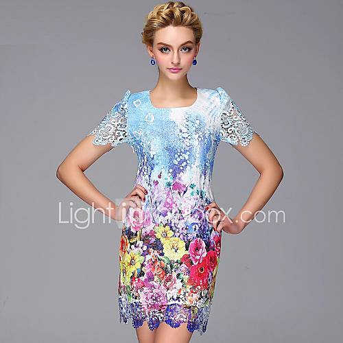 Womens Floral Short Printed Party Vintage Bandage Dress