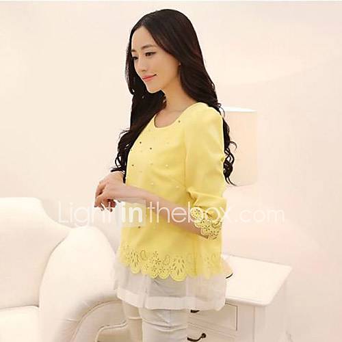 Lanliersi Korean Maxi Lace Shirt (Yellow)