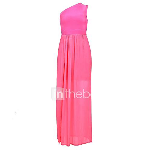 Pink Elegant One Sholder Mesh Bodycon Bandage Dress