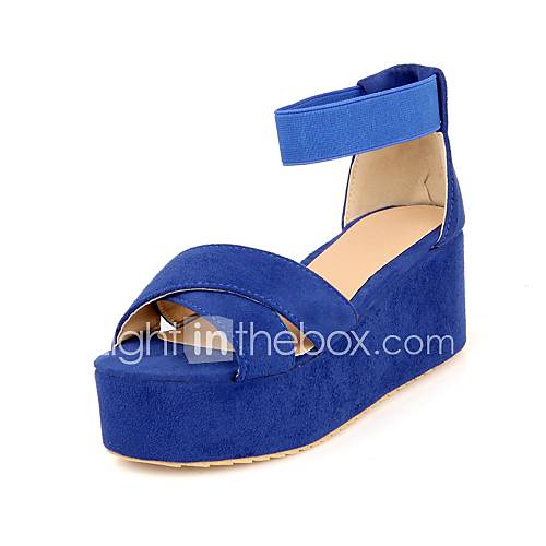 Suede Womens Wedge Heel Platform Sling Back Sandals With Buckle Shoes(More Colors)