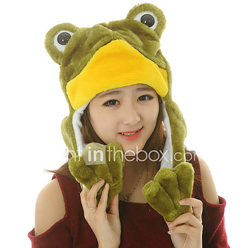 Unisex Adorable Green Frog Warm Fuzzy Kigurumi Aminal Beanie