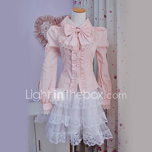 Girl Big Bow Pink Polyester Sweet Lolita Blouse