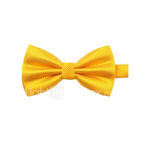 Mens Fashion Solid Colour Yellow Bowtie