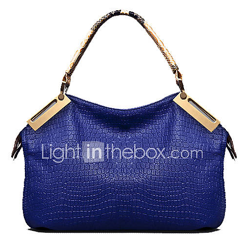 Miyue Womens Fashion Crocodile PU Tote(Royal Blue)