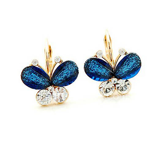 MISS U Womens Vintage Double Color Butterfly Crystal Earrings