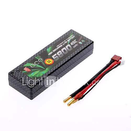 ACE 7.4V 5800mah 2S 45C Li Po Battery without Line(T Plug)