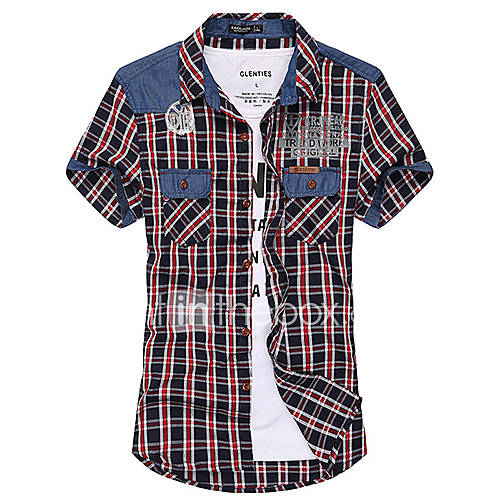 ARW Mens Short Sleeve Check 100% Cotton Red Shirt